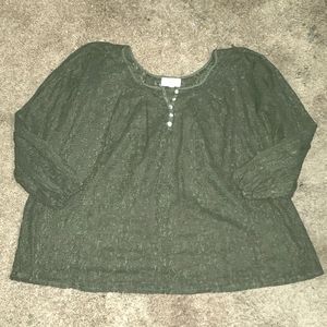💛5 for 20💛Green Lace Baby Doll Long Sleeve Blouse.